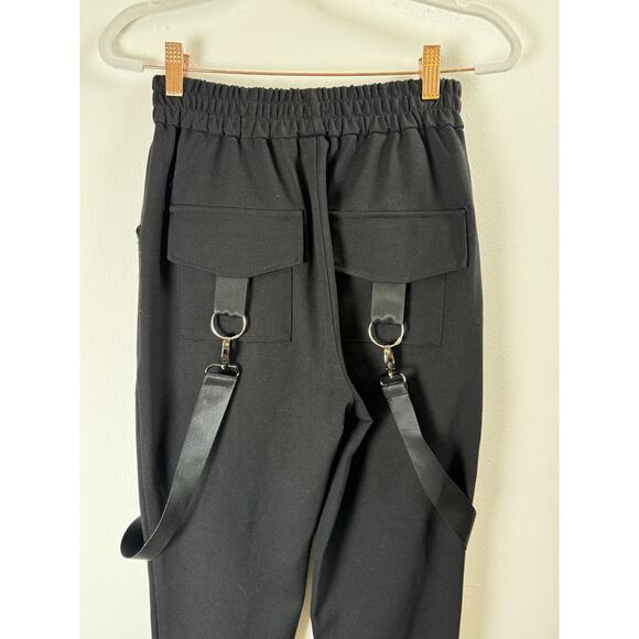 Carmar Faux Suspender Punk Rock Grunge Gothcore Emo Gothic Black Jogger Pants 6 - Picture 7 of 9